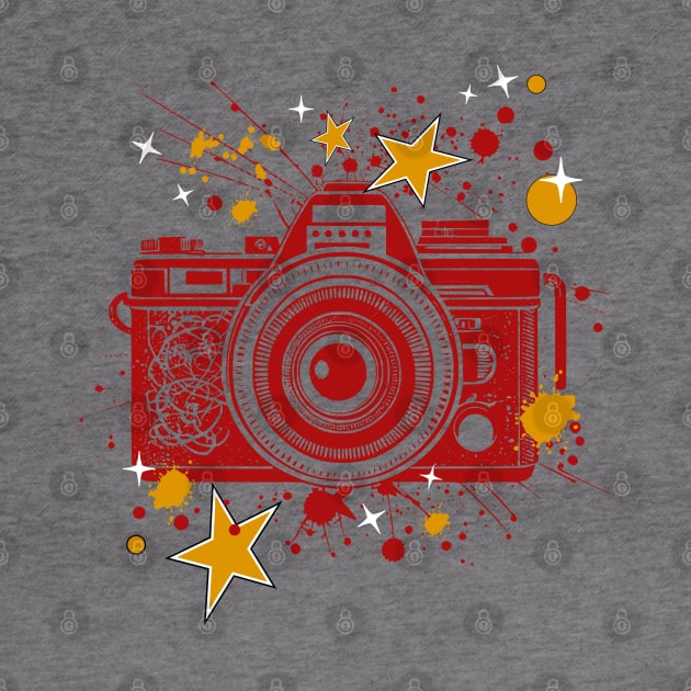 Vintage Camera (red and gold) by TempoTees